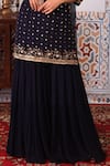 Shop_Esha Koul_Blue Georgette Embellished Sequin Work Scoop Neck Kurta Sharara Set _Online_at_Aza_Fashions