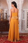 Shop_Esha Koul_Yellow Georgette, Semi-crepe Gota, Sequin Work Embellished Top And Palazzo Set _at_Aza_Fashions
