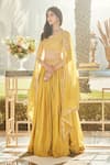 MATSYA_Yellow Lehenga And Blouse Chanderi Silk Citrus Roman Cape Set  _Online_at_Aza_Fashions