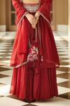 MATSYA_Red Chanderi Silk Embroidered Mirror Shahi Chandan Rubani Lehenga Set  _at_Aza_Fashions