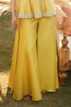 Shop_MATSYA_Yellow Silk Embroidered Zardozi Citrus Chandan Florentine Peplum Set  _Online_at_Aza_Fashions