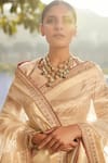 Buy_MATSYA_White Saree Tissue Blouse Chanderi Silk Suchcha Ekru With _Online_at_Aza_Fashions