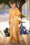 MATSYA_Yellow Saree Tissue Blouse Chanderi Silk Sunaina Wrinkled With _Online_at_Aza_Fashions