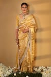Buy_MATSYA_Yellow Saree Tissue Blouse Chanderi Silk Sunaina Wrinkled With _Online_at_Aza_Fashions