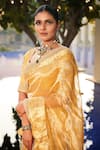 Shop_MATSYA_Yellow Saree Tissue Blouse Chanderi Silk Sunaina Wrinkled With _Online_at_Aza_Fashions
