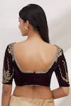 Shop_Samyukta Singhania_Purple Velvet Embroidered Sequins Round Cutdana Work Blouse _at_Aza_Fashions