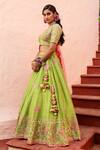 Buy_House of Dasmaya_Green Raw , Organza, Lining Shantoon Embroidered Bridal Lehenga Set _Online_at_Aza_Fashions