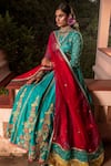 Buy_House of Dasmaya_Blue Raw , Organza, Lining Bridal Lehenga Set And Panelled Dupatta _Online_at_Aza_Fashions