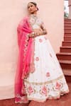 Buy_House of Dasmaya_White Raw , Organza, Lining Shantoon Embroidered Bridal Lehenga Set _at_Aza_Fashions