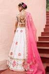 Shop_House of Dasmaya_White Raw , Organza, Lining Shantoon Embroidered Bridal Lehenga Set _at_Aza_Fashions