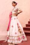 House of Dasmaya_White Raw , Organza, Lining Shantoon Embroidered Bridal Lehenga Set _Online_at_Aza_Fashions