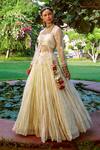 House of Dasmaya_White Silk Chanderi Embroidered Resham Bustier Crinkled Lehenga Set With Peplum _Online_at_Aza_Fashions