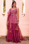 Buy_House of Dasmaya_Purple , Organza, Lining Shantoon Patri, Embroidered Kurta Sharara Set _at_Aza_Fashions