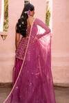 Shop_House of Dasmaya_Purple , Organza, Lining Shantoon Patri, Embroidered Kurta Sharara Set _at_Aza_Fashions