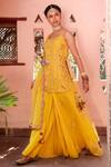 House of Dasmaya Yellow Organza, Lining Shantoon, Embroidered Kurta Sharara Set Online at Aza Fashions House of Dasmaya_Yellow Organza, Lining Shantoon, Embroidered Kurta Sharara Set _Online_at_Aza_Fashions