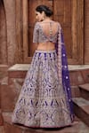 Shop_Nitika Gujral_Purple Tafetta Embroidered Beads V Neck Bridal Lehenga Set _at_Aza_Fashions