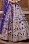 Shop_Nitika Gujral_Purple Tafetta Embroidered Beads V Neck Bridal Lehenga Set _Online_at_Aza_Fashions