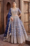 Buy_Nitika Gujral_Blue Tafetta Lehenga Set _at_Aza_Fashions