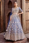 Nitika Gujral_Blue Tafetta Lehenga Set _Online_at_Aza_Fashions