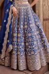 Shop_Nitika Gujral_Blue Tafetta Lehenga Set _Online_at_Aza_Fashions