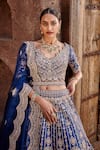 Nitika Gujral_Blue Tafetta Lehenga Set _at_Aza_Fashions