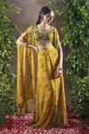Adi By Aditya Khandelwl_Yellow Georgette And Raw Silk Floral Printed, Gota Cape Top With Palazzo Pants _Online_at_Aza_Fashions