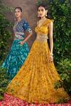 Buy_Adi By Aditya Khandelwl_Yellow Georgette And Raw Silk Floral Printed, Gota Patti, Pearl & Lehenga Set _at_Aza_Fashions