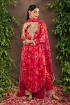 Buy_Adi By Aditya Khandelwl_Red Kurta Georgette Pant Cotton Satin Dupatta Organza Printed Straight Set _at_Aza_Fashions