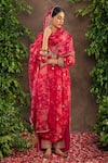 Shop_Adi By Aditya Khandelwl_Red Kurta Georgette Pant Cotton Satin Dupatta Organza Printed Straight Set _at_Aza_Fashions