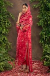 Adi By Aditya Khandelwl_Red Kurta Georgette Pant Cotton Satin Dupatta Organza Printed Straight Set _Online_at_Aza_Fashions