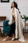 Rhe-Ana_White Faux Fur Shawl _Online_at_Aza_Fashions