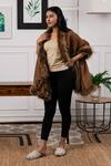 Shop_Rhe-Ana_Brown Faux Fur Shawl_at_Aza_Fashions