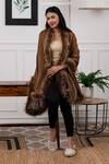 Rhe-Ana_Brown Faux Fur Shawl_Online_at_Aza_Fashions