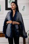Buy_Rhe-Ana_Blue Print Faux Fur Shawl _at_Aza_Fashions