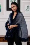 Rhe-Ana_Blue Print Faux Fur Shawl _Online_at_Aza_Fashions