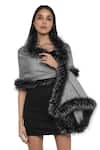 Rhe-Ana_Black Faux Fur Shawl _Online_at_Aza_Fashions