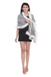 Buy_Rhe-Ana_White Woven Faux Fur Checkered Shawl_Online_at_Aza_Fashions