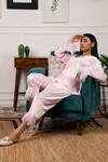 Shop_Rhe-Ana_Pink Satin Collared Neck Shirt And Pant Set _at_Aza_Fashions