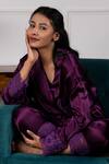 Buy_Rhe-Ana_Purple Satin Lace Work Robe And Pant Set _Online_at_Aza_Fashions