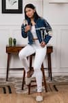 Shop_Rhe-Ana_Blue Denim Pearl Collared Neck Jacket _Online_at_Aza_Fashions