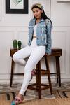 Buy_Rhe-Ana_Blue Denim Embroidery Thread And Bead Collared Neck Jacket  _Online_at_Aza_Fashions