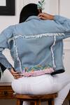 Shop_Rhe-Ana_Blue Denim Embroidery Thread And Bead Collared Neck Jacket  _Online_at_Aza_Fashions