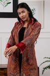 Shop_Rhe-Ana_Maroon Wool Paisley Collared Neck Jacket _Online_at_Aza_Fashions