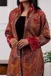 Rhe-Ana_Maroon Wool Paisley Collared Neck Jacket _at_Aza_Fashions
