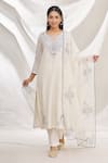 Buy_Rajat & Shraddha_White Embroidered Silk Chanderi Kurta Set_at_Aza_Fashions