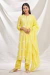 Buy_Rajat & Shraddha_Yellow Sinhparni Embroidered Kurta Set_at_Aza_Fashions