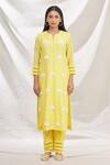 Buy_Rajat & Shraddha_Yellow Sinhparni Embroidered Kurta Set_Online_at_Aza_Fashions