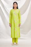 Rajat & Shraddha_Green Kurta And Dupatta Silk Chanderi Pant Cotton Summer Garden Set  _Online_at_Aza_Fashions