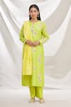 Buy_Rajat & Shraddha_Green Kurta And Dupatta Silk Chanderi Pant Cotton Summer Garden Set  _Online_at_Aza_Fashions