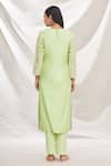 Shop_Rajat & Shraddha_Green Kurta And Dupatta Silk Chanderi Pant Cotton Rose Set  _at_Aza_Fashions